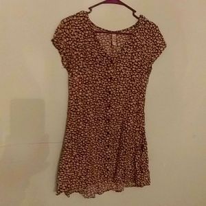 Maroon Floral Mudd Short Sleeved Dress